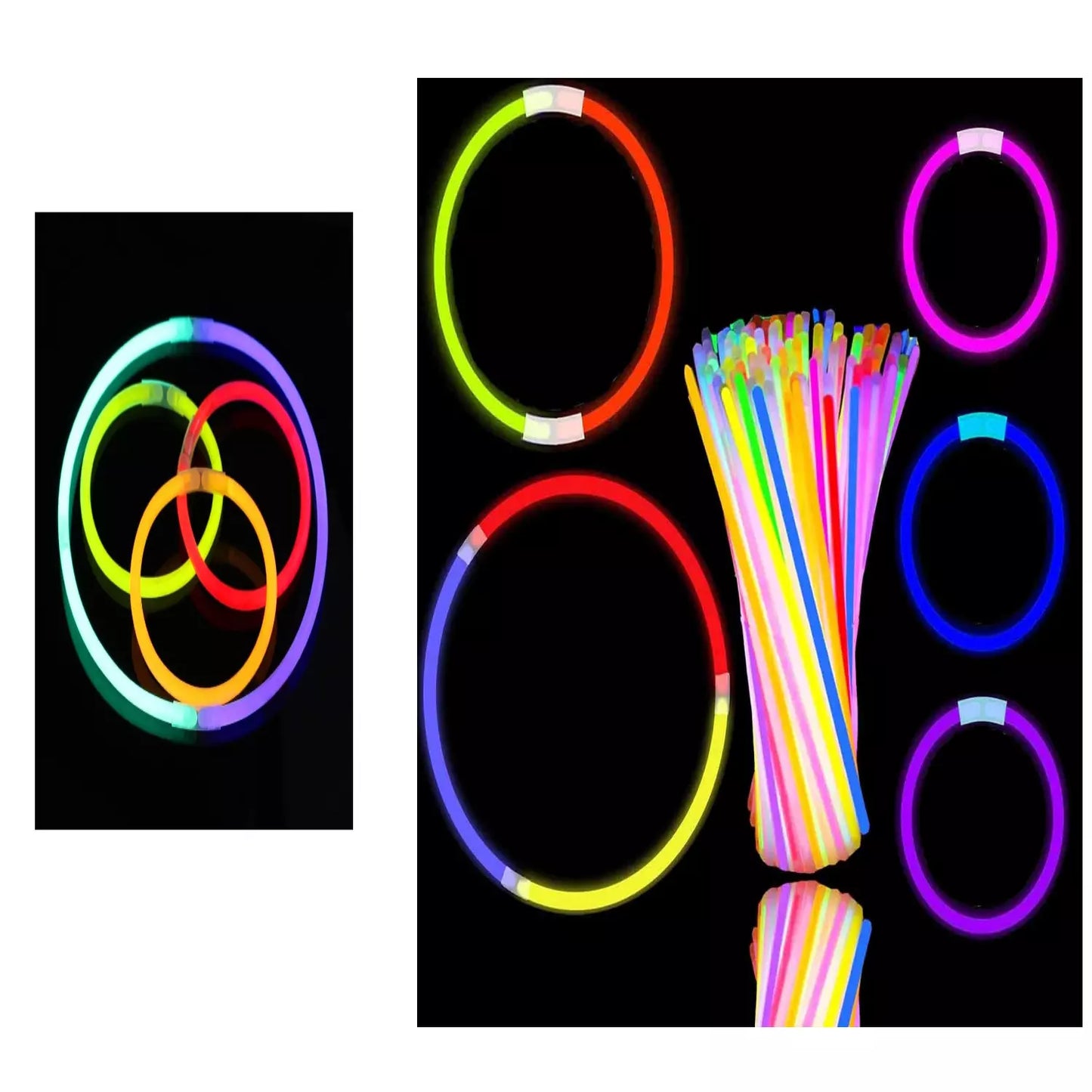 20CM Glow Sticks Bracelets Neon Colour Party Pack with Connectors