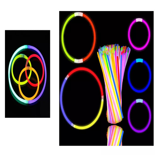 20CM Glow Sticks Bracelets Neon Colour Party Pack with Connectors