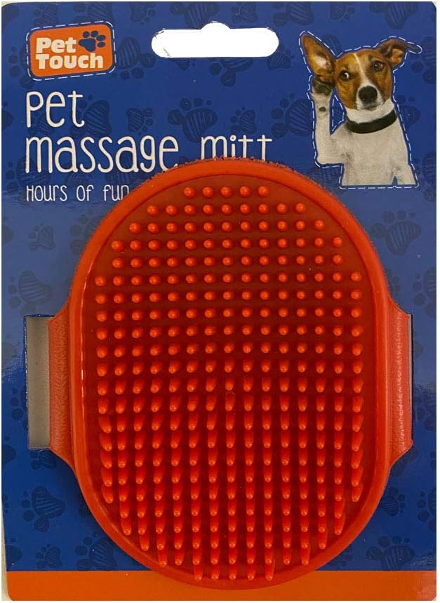 Pet Grooming Massage Mitt with Adjustable Strap Bath Brush (Red)