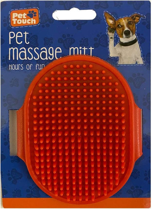 Pet Grooming Massage Mitt with Adjustable Strap Bath Brush (Red)