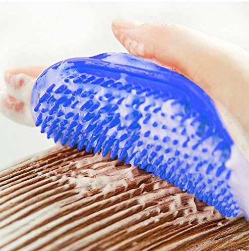 Pet Grooming Massage Mitt with Adjustable Strap Bath Brush (Red)