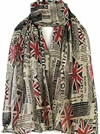 Newspaper Union Jack Print Large Viscose Ladies Scarf Shawl Wrap