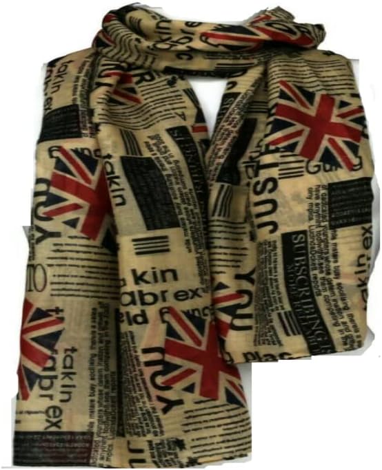 Newspaper Union Jack Print Large Viscose Ladies Scarf Shawl Wrap