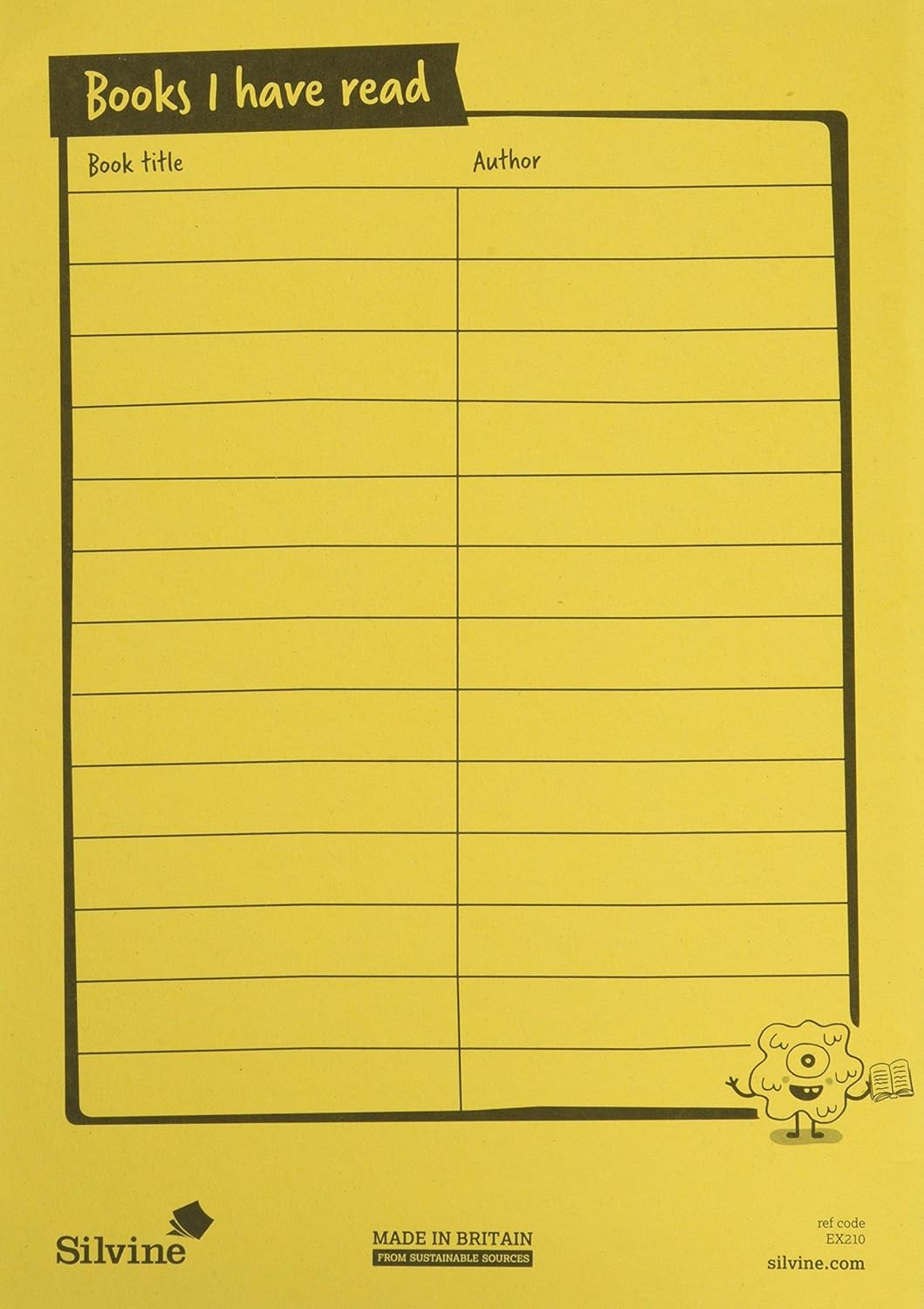 A5 Child Reading Record - Yellow (Pack of 25)