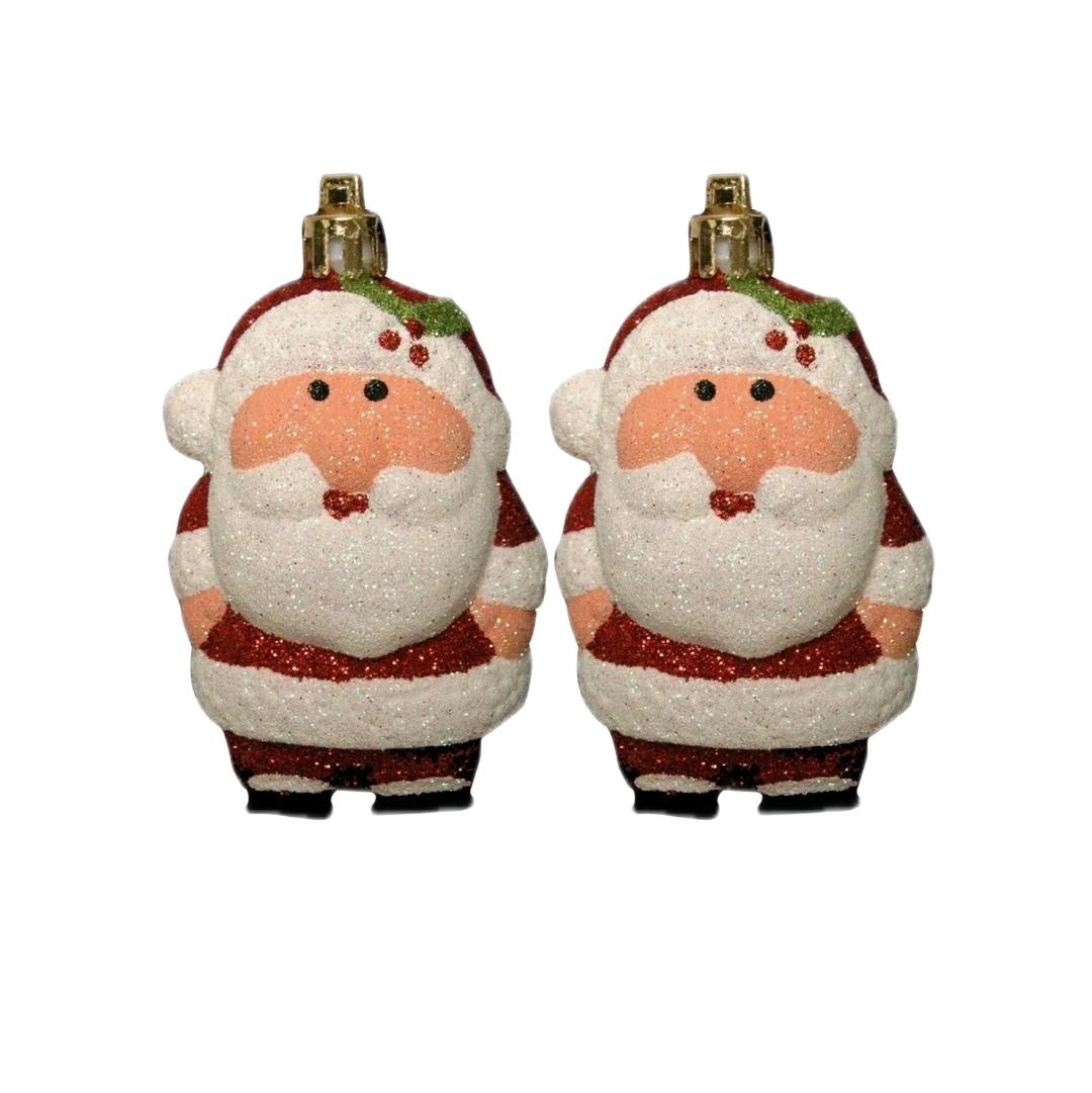 2x Cute Santa Baubles Xmas Tree Hanging Decorations