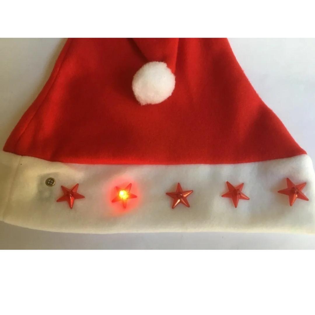Christmas Light Up Adult Santa Hat with stars
