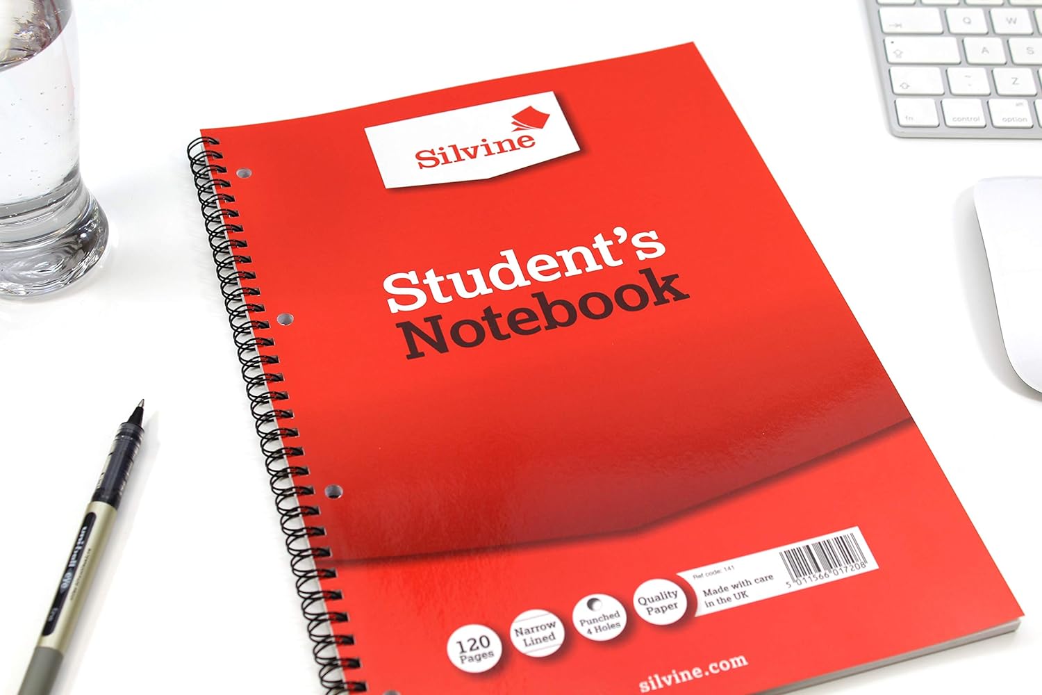 A4 Twin Wire Student's Notebook. 120 Pages Ruled Ruled 6mm Feint [Pack of 12], White