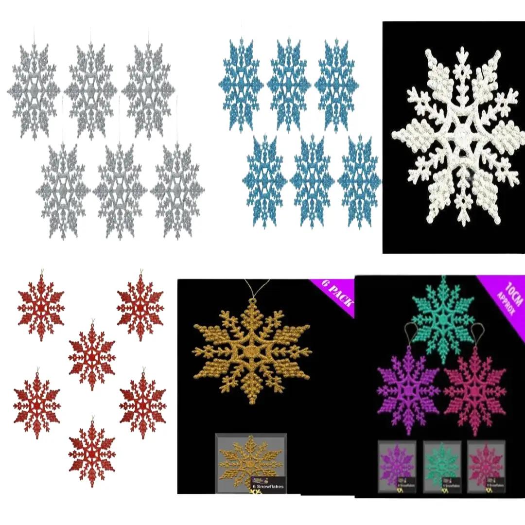 Pack Of 6 Glittery Hanging Snowflakes Christmas Decorations Christmas Tree Decor