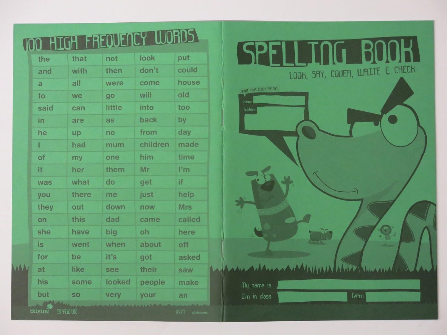 A5 spelling book - green cover
