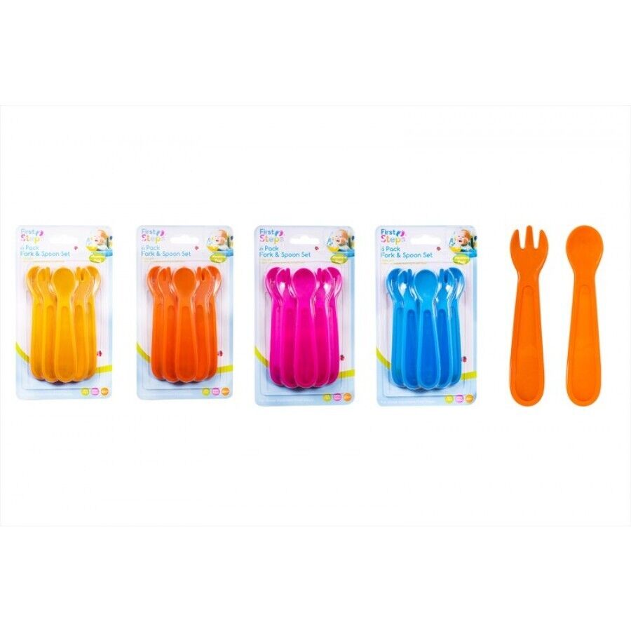 SET OF 6 Fork & Spoon Set Baby Toddler Infant Feeding Weaning Spoons