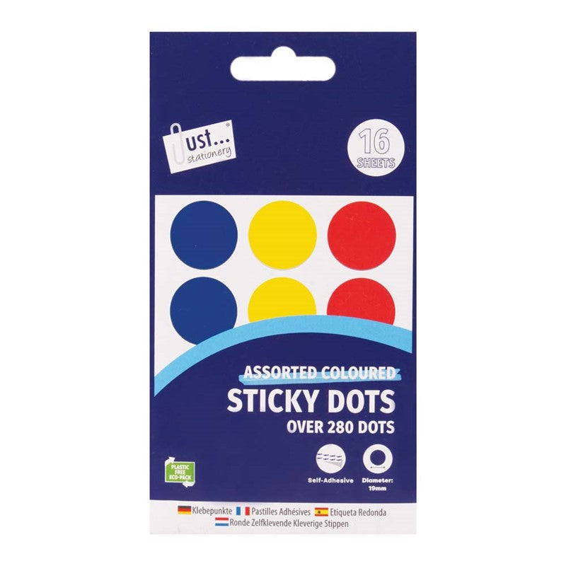(Assorted) Coloured 19mm Sticky Dots